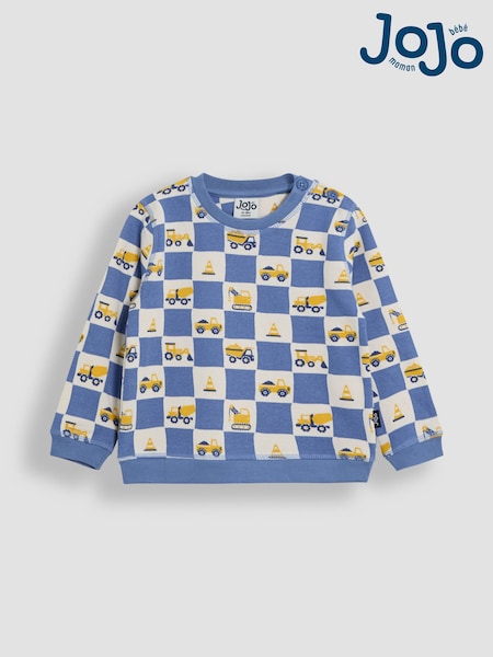 קובלט - Jojo Maman Bébé Checkerboard 100% Cotton Sweatshirt (AU0436) | ‏116‏₪ - ‏131‏ ₪
