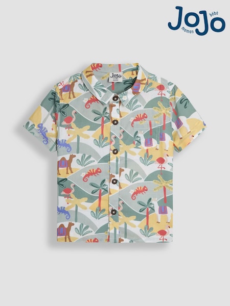 Tropenmotiv in Khaki-Grün - JoJo Maman Bébé Cheesecloth Shirt (AU0440) | 35 € - 40 €