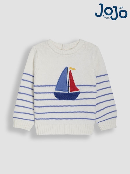JoJo Maman Bébé Cream Crochet Sailboat 100% Cotton Jumper (AU0442) | ₪131 - ₪146