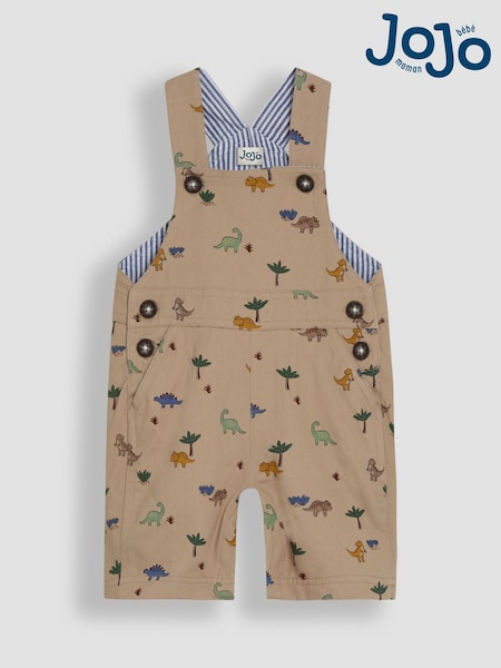 JoJo Maman Bébé Stone Dino Printed Twill Dungarees (AU0444) | SGD 50 - SGD 52