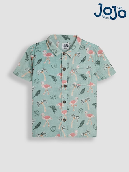 Khaki Green Flamingos - JoJo Maman Bébé Cheesecloth Shirt (AU0447) | 35 € - 40 €