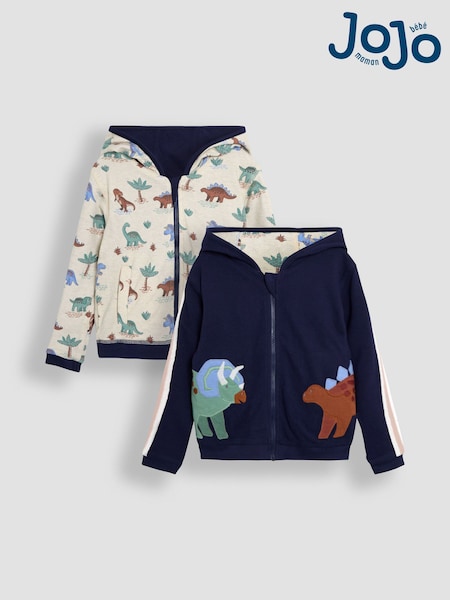 כחול כהה - Jojo Maman Bébé Print Appliqué Reversible Hoodie (AU0460) | ‏136‏₪ - ‏151‏ ₪
