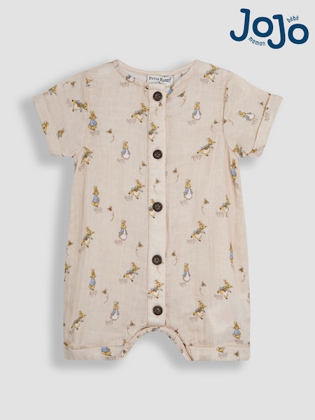 JoJo Maman Bébé Peter Rabbit™ Cheesecloth Button Front Romper (AU0479) | 48 € - 51 €