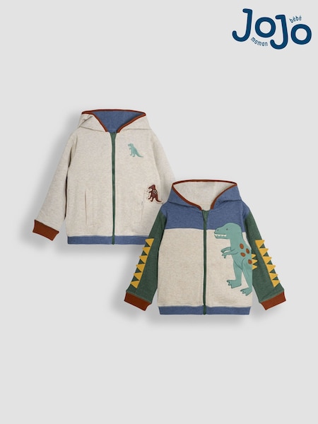 Luonnollinen TRex - Jojo Maman Bébé Print Appliqué Reversible Hoodie (AU0483) | €44 - €49