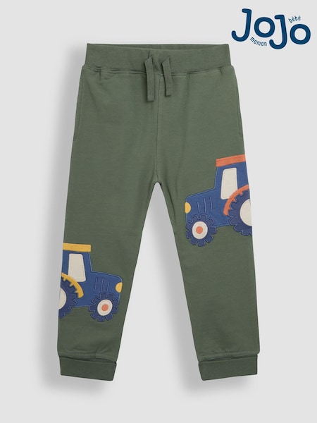 JoJo Maman Bébé Khaki Green Tractor Fitted Appliqué Joggers (AU0604) | €30 - €35