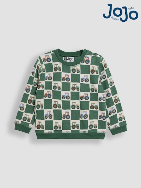Vihreä - Jojo Maman Bébé Checkerboard 100% Cotton Sweatshirt (AU0605) | €37 - €42