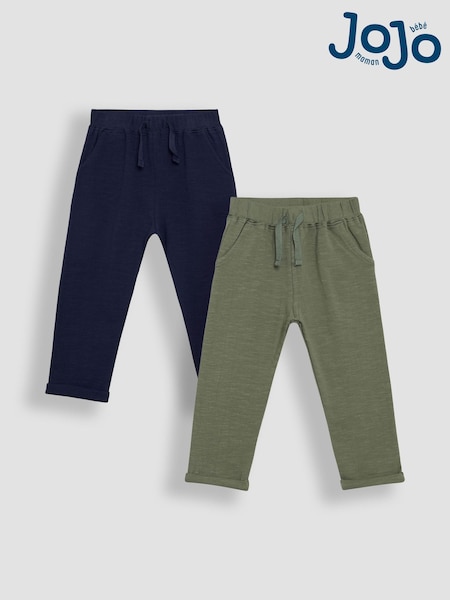Khakigrün und Marineblau - Jojo Maman Bébé 2-Pack Relaxed Fit Turn Up Joggers (AU0611) | 32 € - 37 €