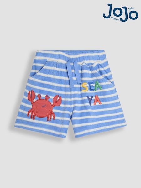 JoJo Maman Bébé Blue Crab Crab Appliqué Textured Shorts (AU0628) | €21 - €25