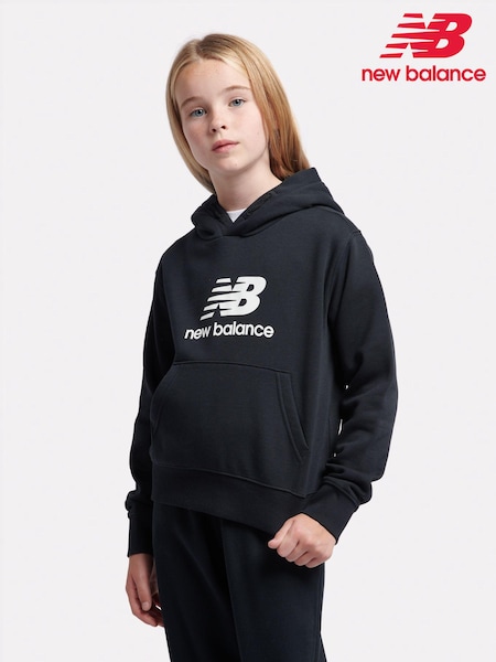 New Balance Black Girls Brush Back Stacked Logo Hoodie (AU0660) | €58 - €69