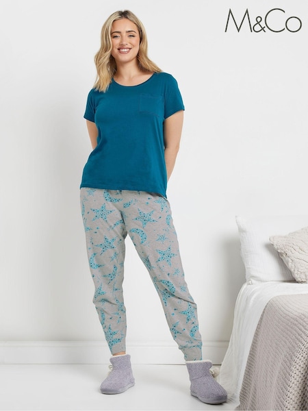 M&Co Blue Star In Stars Short Sleeve Cuffed Pyjamas Set (AU0683) | €43