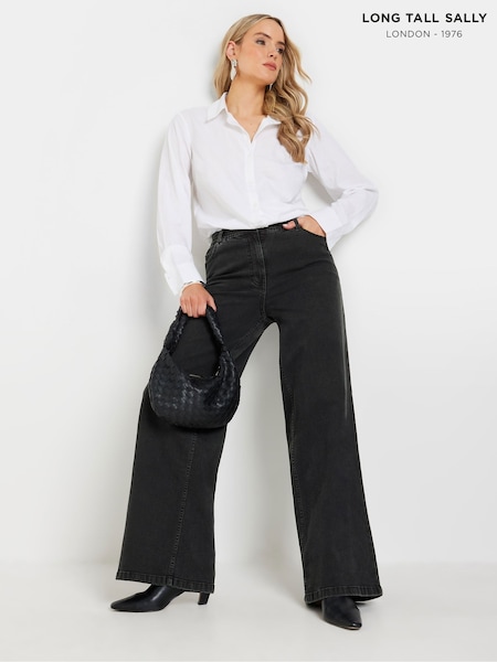 Long Tall Sally Black Wide Puddle Jeans (AU0684) | €62