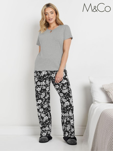M&Co Floral Short Sleeve Wide Leg Pyjamas Set (AU0686) | 125 LEI
