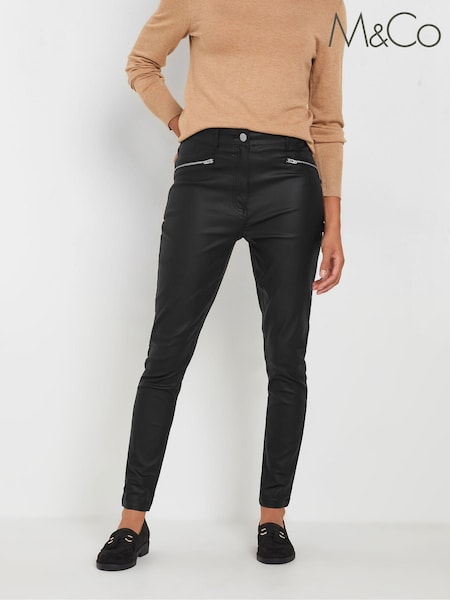 M&Co Coated Skinny Zip Trousers (AU0690) | 290 LEI