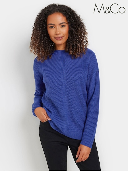 M&Co Blue Funnel Neck Stitch Jumper (AU0807) | ₪141