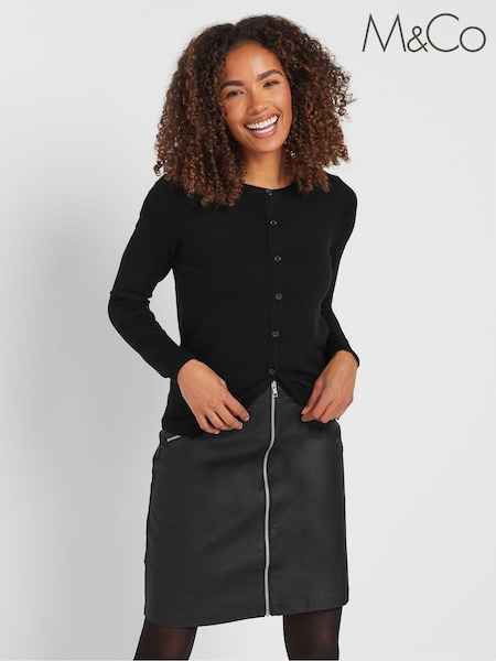 M&Co Black Coated A Line Zip Skirt (AU0811) | €45