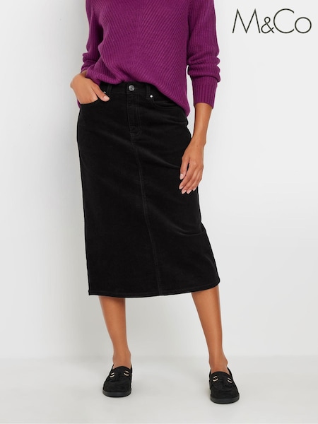 M&Co Black Corduroy Longline Skirt (AU0830) | €50