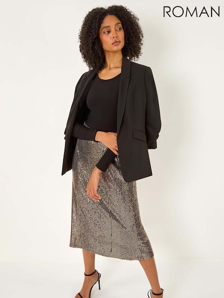 Roman Metallic Fluted Hem Sequin Skirt (AU0837) | €69