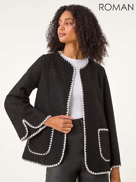 Roman Black Contrast Blanket Stitch Jacket (AU0848) | €68