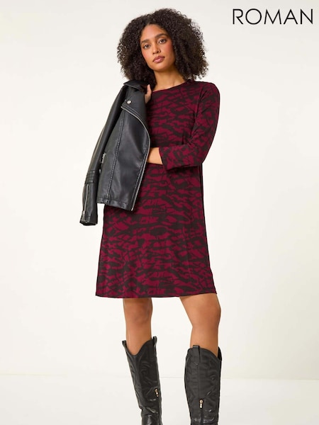 Roman Red Abstract Print A-Line Dress (AU0863) | €53