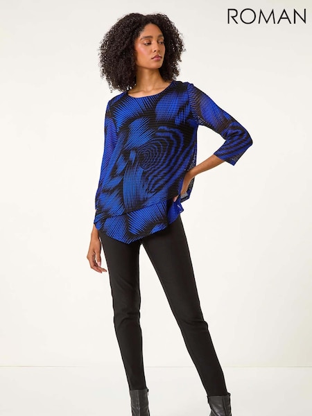 Roman Blue Abstract Print Textured Top (AU0882) | €46