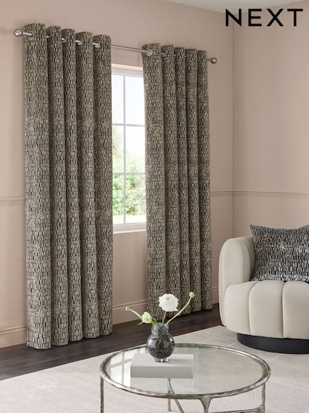 Navy Blue Collection Luxe Heavyweight Textured Velvet Eyelet Lined Curtains (AU0894) | R$ 1.960 - R$ 3.920