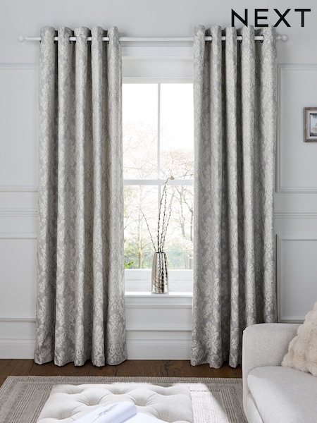 Grey Collection Luxe Damask Jacquard Eyelet Lined Curtains (AU0895) | € 136 - € 286