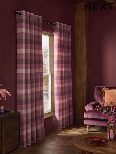 Brushed Check Eyelet Curtains (AU0898) | 106 € - 249 €