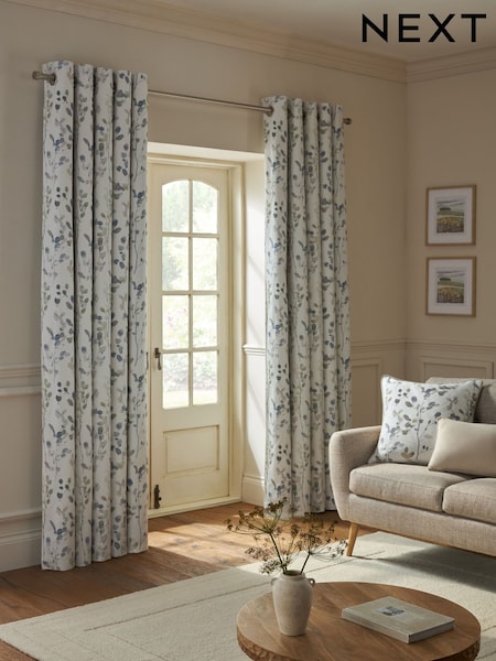 Honesty Leaf Floral Print Blackout/Thermal Eyelet Curtains (AU0899) | R$ 490 - R$ 1.080