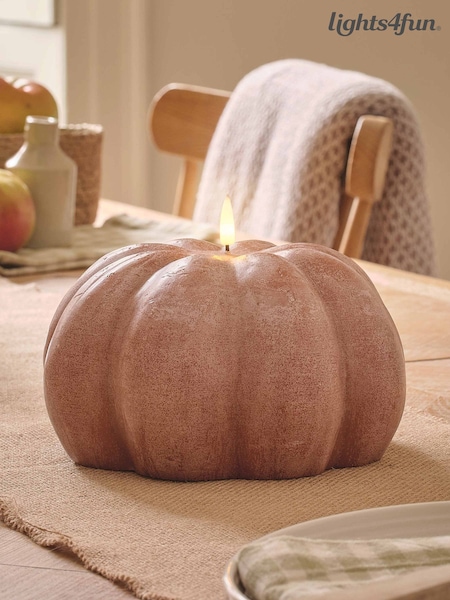 Lights4fun Large Autumn Pumpkin Truglow Candle With Infrared Remote Control