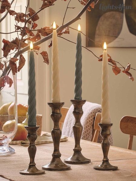Lights4fun Set Of 4 Autumnal Taper Candles With Infrared Remote Control