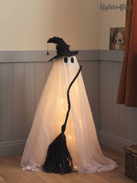 Lights4fun Halloween Led Witchy Ghost With Broom