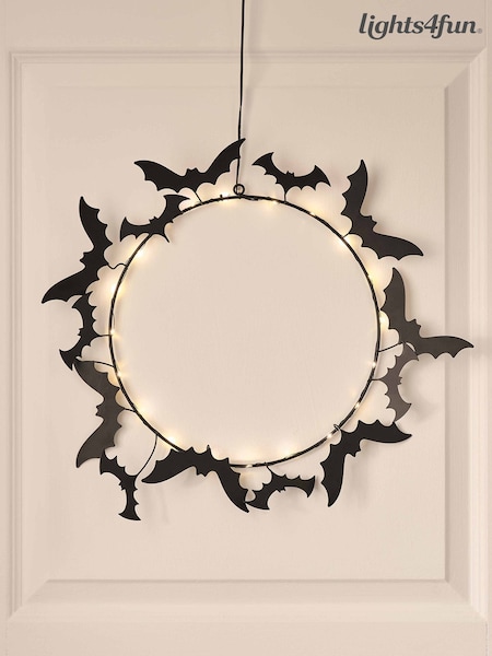 Lights4fun Halloween Led Bat Wreath