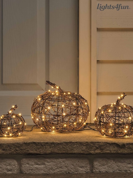 Lights4fun Set Of 2 Micro Wickers Pumpkins