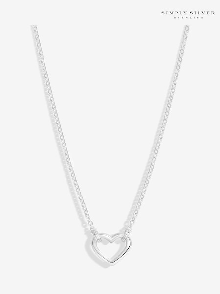 Simply Silver Silver Tone 925 Polished Open Heart Necklace (AU0993) | AED160