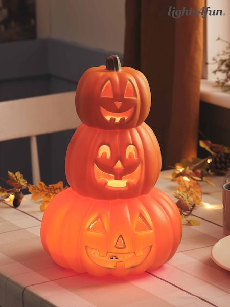 Lights4fun Stacked Autumn Led Pumpkin Decoration