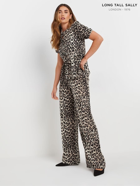 Long Tall Sally Animal Print Wide Leg Trousers (AU1033) | ‏181‏₪