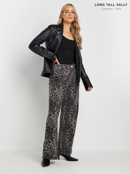 Long Tall Sally Grey Leopard Print Jeans (AU1042) | €62