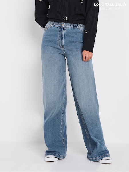 Long Tall Sally Light Blue Wide Puddle Jeans (AU1043) | €62