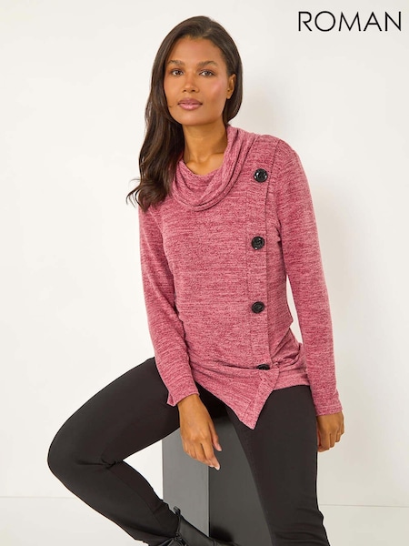 Rojo - Roman Cowl Neck Buttoned Top (AU1076) | 45 €
