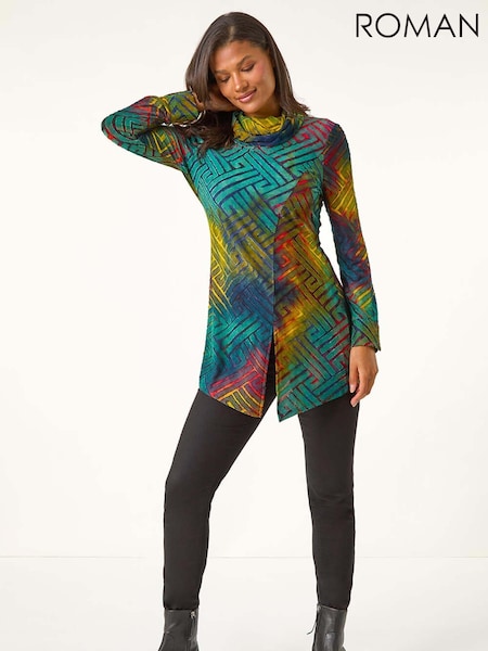Roman Red Geometric Textured Tunic (AU1085) | €53