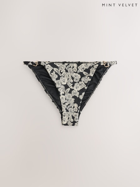 Mint Velvet Black/Cream Paisley High Leg Briefs (AU1127) | €50