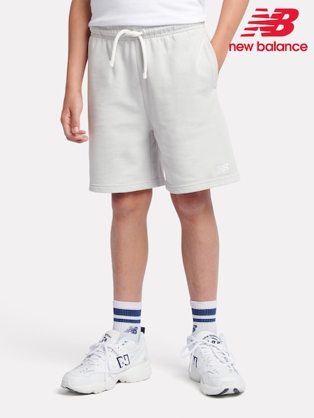 New Balance Dark Grey Kids French Terry Small Logo 100% Cotton Shorts (AU1136) | €50 - €60