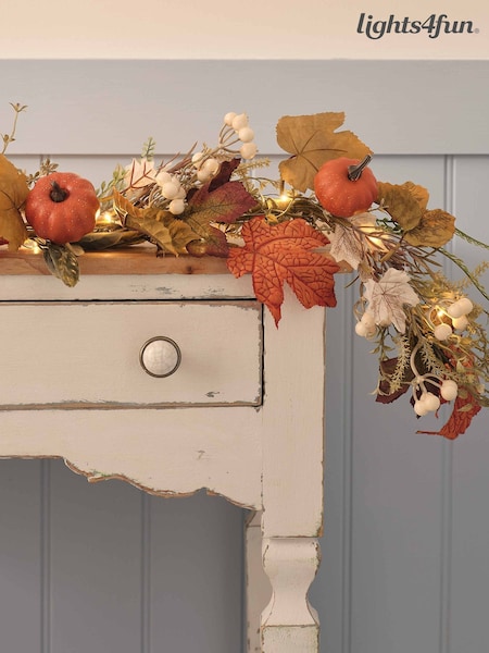 Lights4fun Autumnal Pumpkin Lane Prelit Led Garland