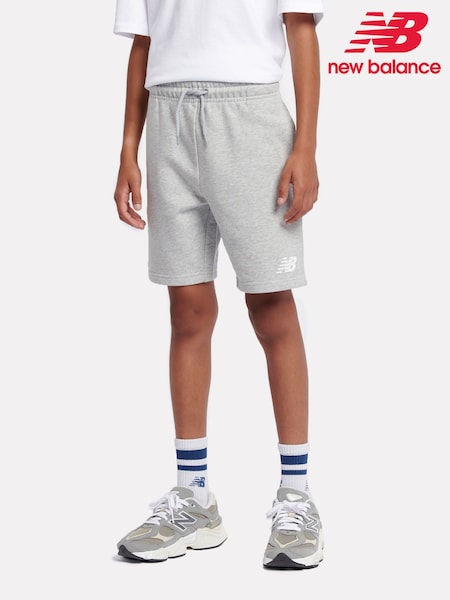 Harmaa - New Balance Kids French Terry Stacked Logo 100% Cotton Shorts (AU1148) | €47 - €57