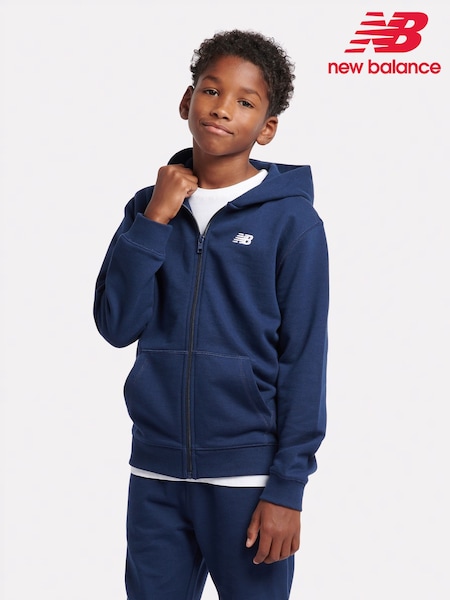 New Balance Dark Blue Kids Small French Terry Logo Zip Hoodie (AU1151) | AED291 - AED349