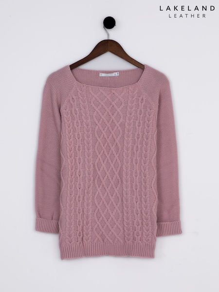 Lakeland Clothing Pink Callie Cable Knit Jumper (AU1178) | €40