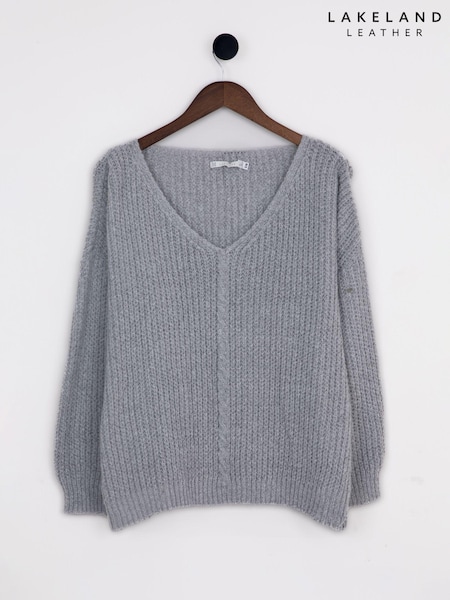 Lakeland Clothing Grey Annie V-Neck Jumper (AU1181) | AED87