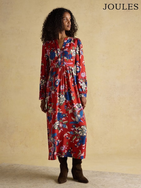 Joules Bethany Red Midi Dress (AU1203) | R$ 585
