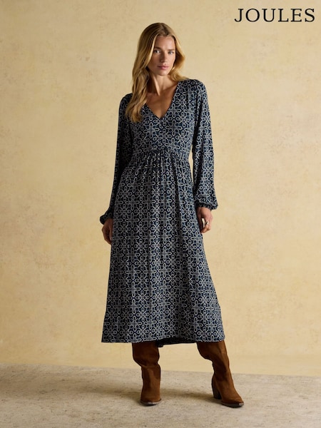 Nia Navy Long Sleeve Midaxi Dress (AU1212) | SGD 87