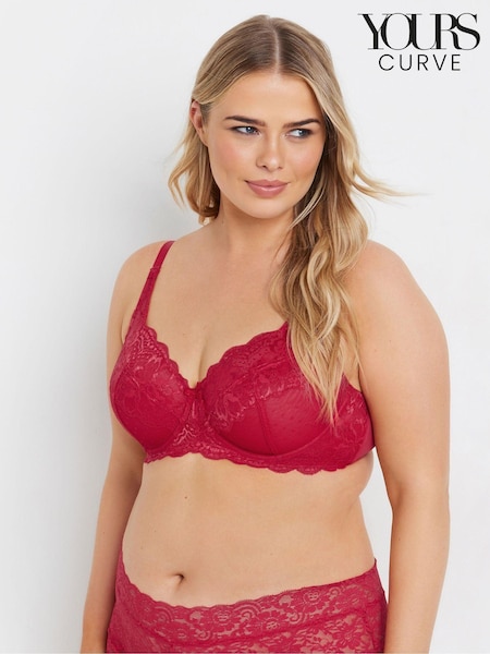 Yours Curve Red Lace And Mesh Underwired Bra (AU1220) | €30